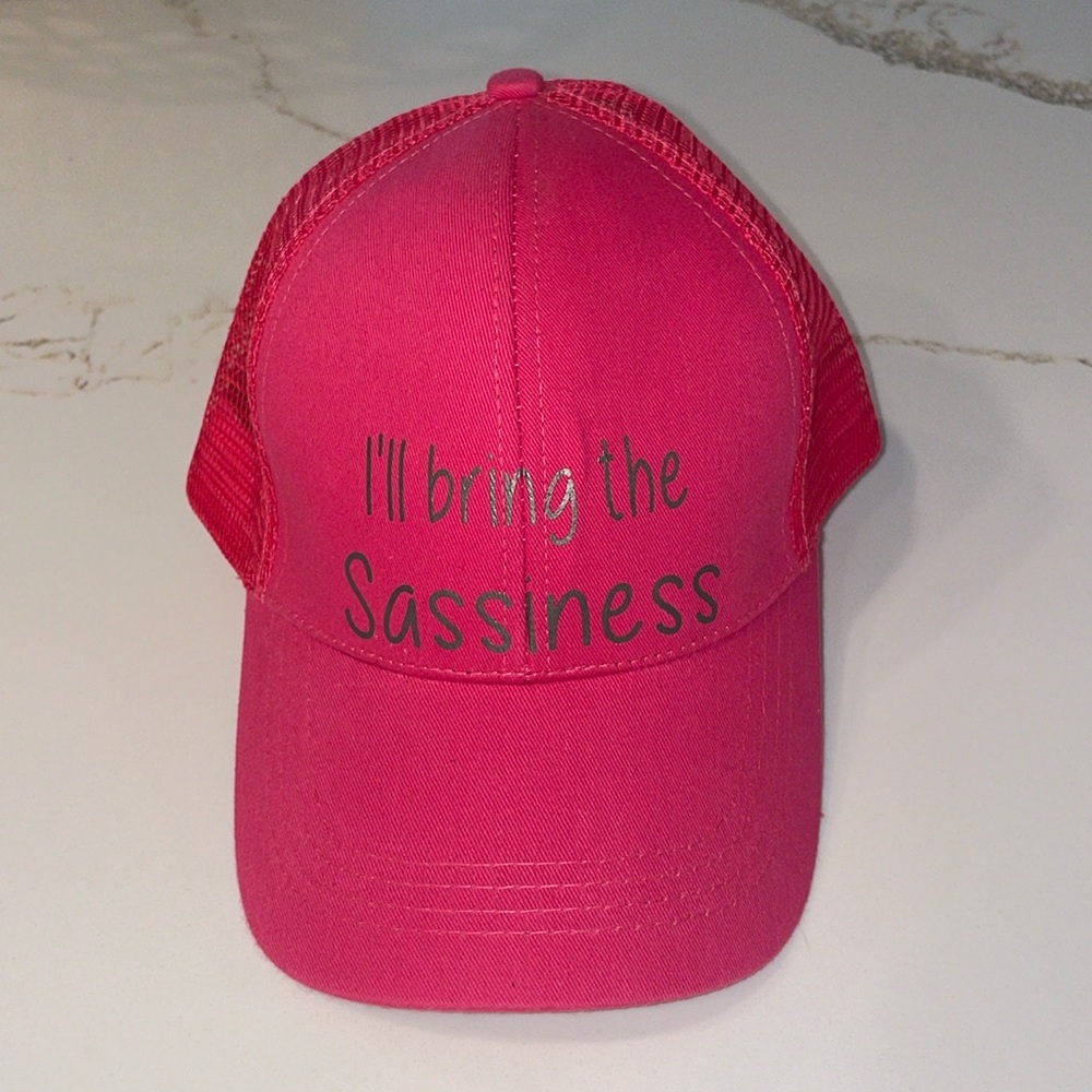C.C Pink Trucker Hat with “I’ll bring the Sassiness” logo